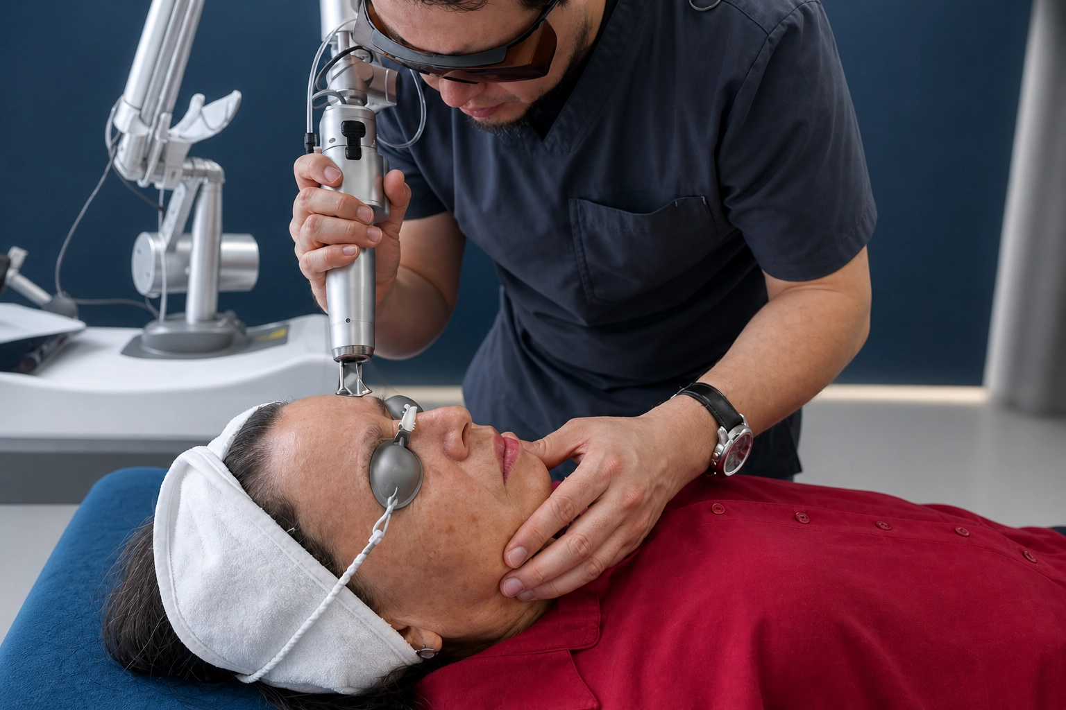 Tratamiento dermatológico con láser médico Quanta System Chrome